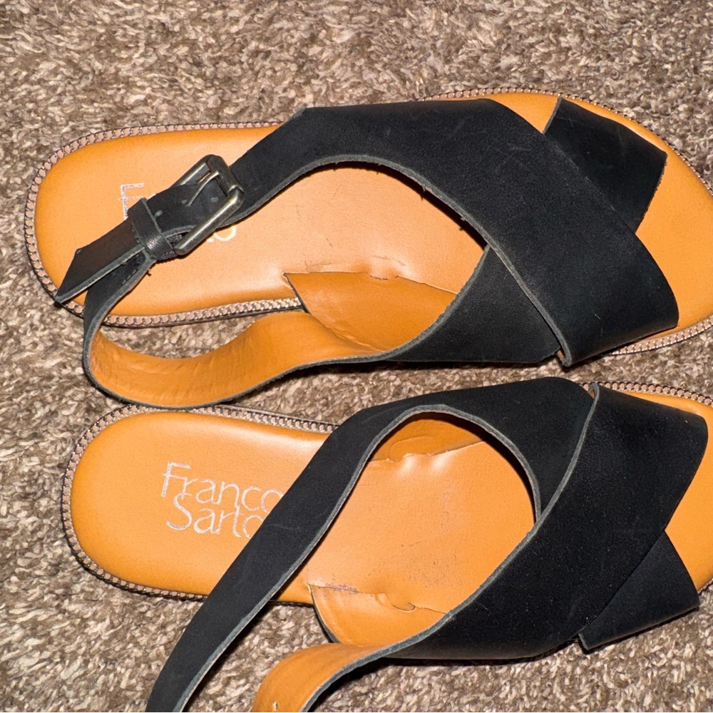 Franco Sarto Black and Tan Women's Sandals